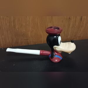 Vintage Plastic Disney Goofy Bubble Blower Pipe - Chemtoy C1 RARE RED HAT